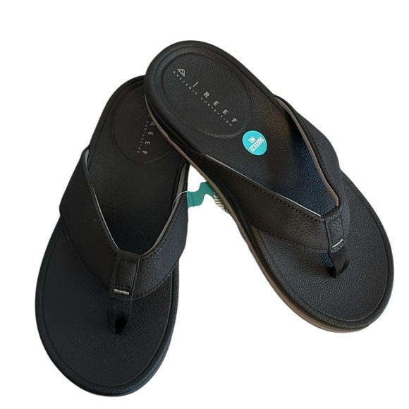 Reef Men’s Classic Black Sandal Flip Flop Cushioned Comfort Size 8 New - Picture 2 of 6